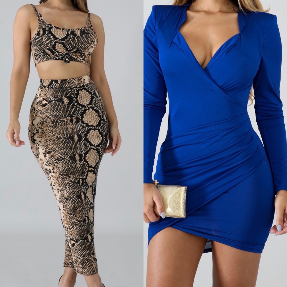 Super cute blue dress and fierce 2 pieces set